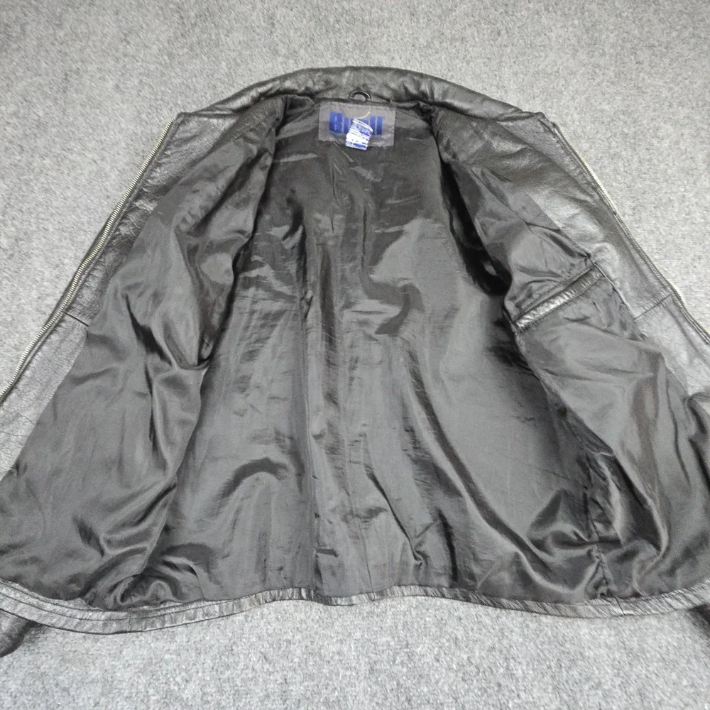 Vintage Buell American Motorcycles Leather‎ Jacket Mens Large Black Blue Racing